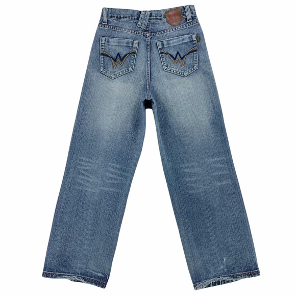 Chams Cropped Denim Jeans Medium Blue Wash Decorative Pockets - Picture 8 of 15